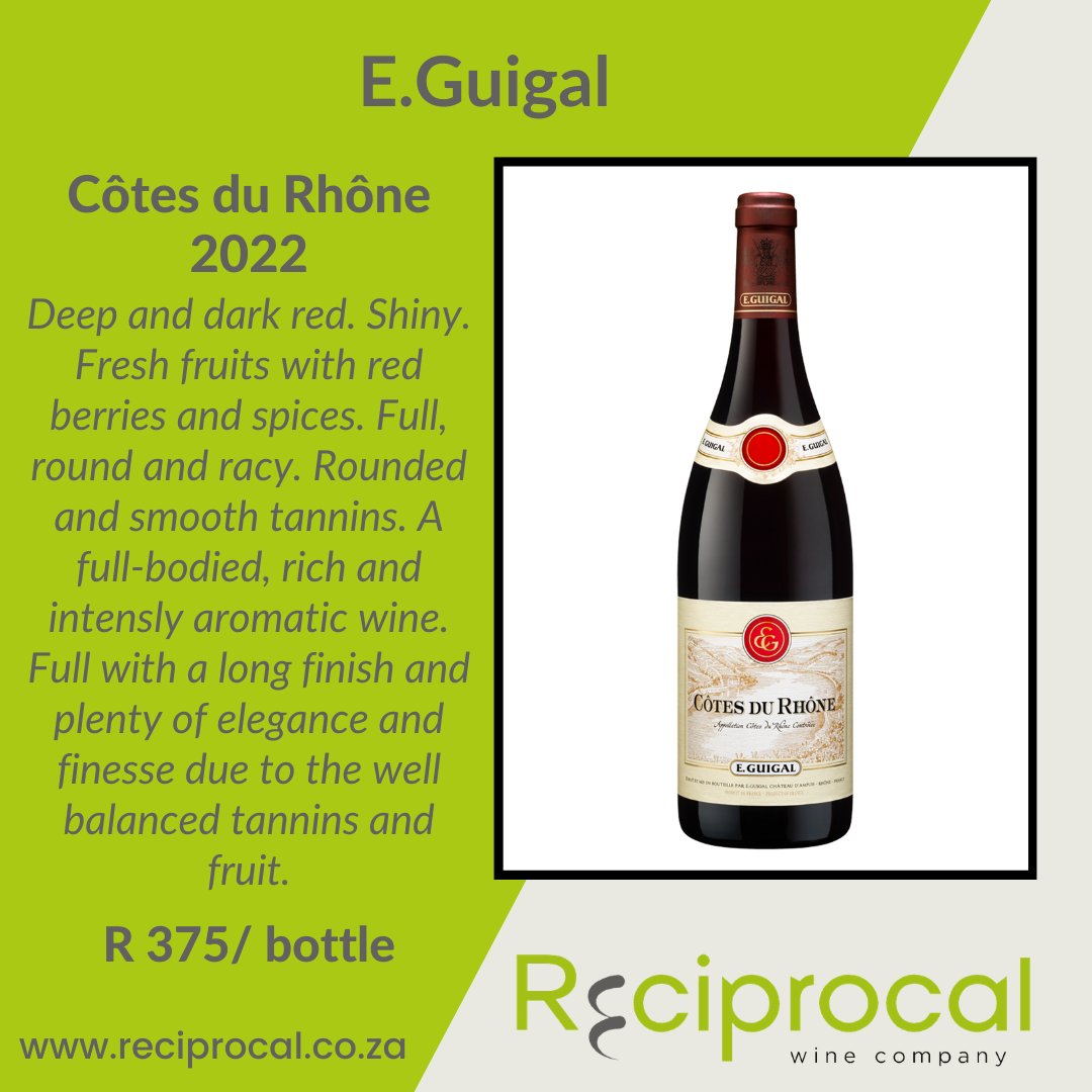 ReciprocalWine's tweet photo. WINE WEDNESDAY

Our featured wine this week is the Côtes du Rhône 2022 from E.Guigal.

View the wine on our website --> https://t.co/mUS9vlqhNs

#reciprocalwines #itsreciprocal #winewednesday #eguigal #cotesdurhone https://t.co/YzYshoH5bC