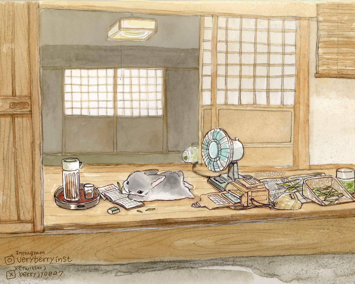 berryjyo007's tweet photo. うさぎさんの夏休み✏️🌻

涼しい縁側で宿題しちゃお〜 https://t.co/nV1pRVqwPg