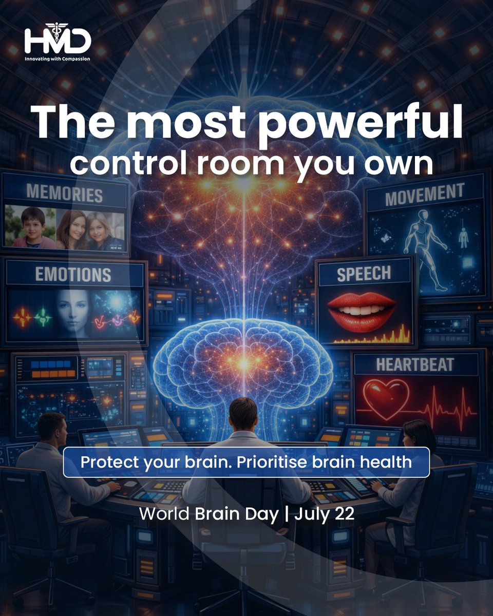 hmdhealthcare's tweet photo. It stores your memories, guides your decisions, controls every movement and emotion every second of every day.

🧠 This World Brain Day, give your brain the care it deserves.

#WorldBrainDay #ProtectYourBrain #BrainAwareness #HealthyBrain #HealthFirst https://t.co/86vbGl3bw1