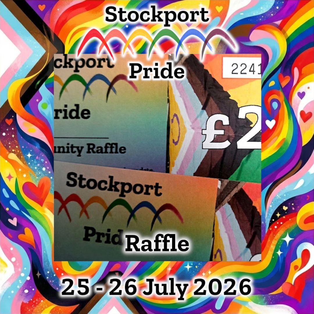 StockportPride's tweet photo. We want to say a massive thank you to all the organisations who have donated prizes to our raffle. You can buy tickets from our volunteers for £2 this Sunday, to be in with a chance of winning, and to support our work with the local LGBTQ+ community. https://t.co/DyjeiHyS5J https://t.co/WqV9ME6095