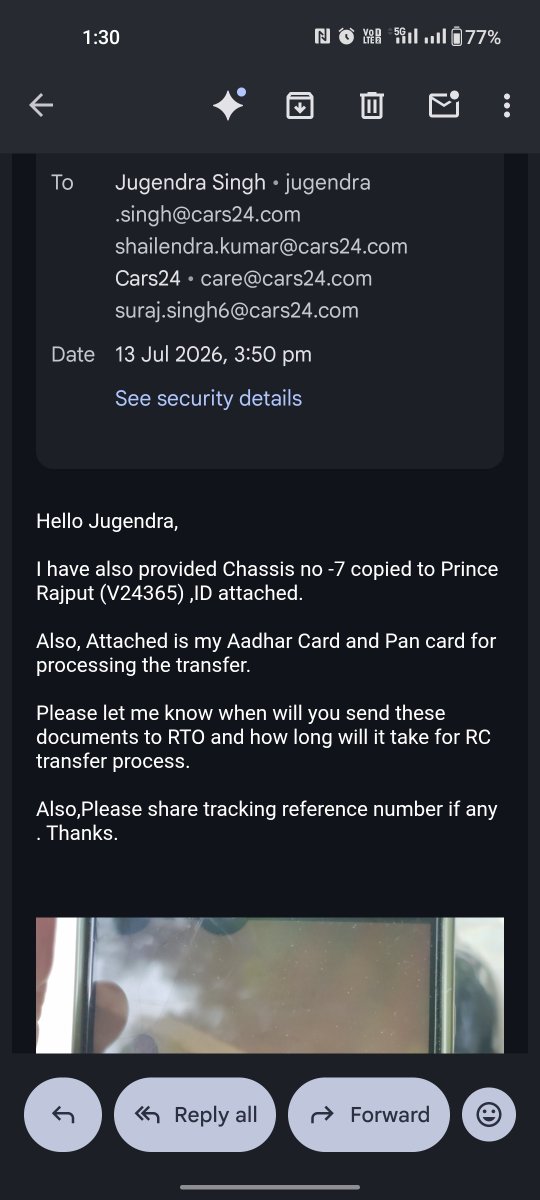 saqcastic's tweet photo. @cars24india @Cars24Support  Hello Team , I have sold my car though your platform and not getting any response on the RC transfer even after sending so many emails. Is there any dedicated POC who will take care of this end to end RC transfer who can update me on the status. https://t.co/XtX7FBkIhn
