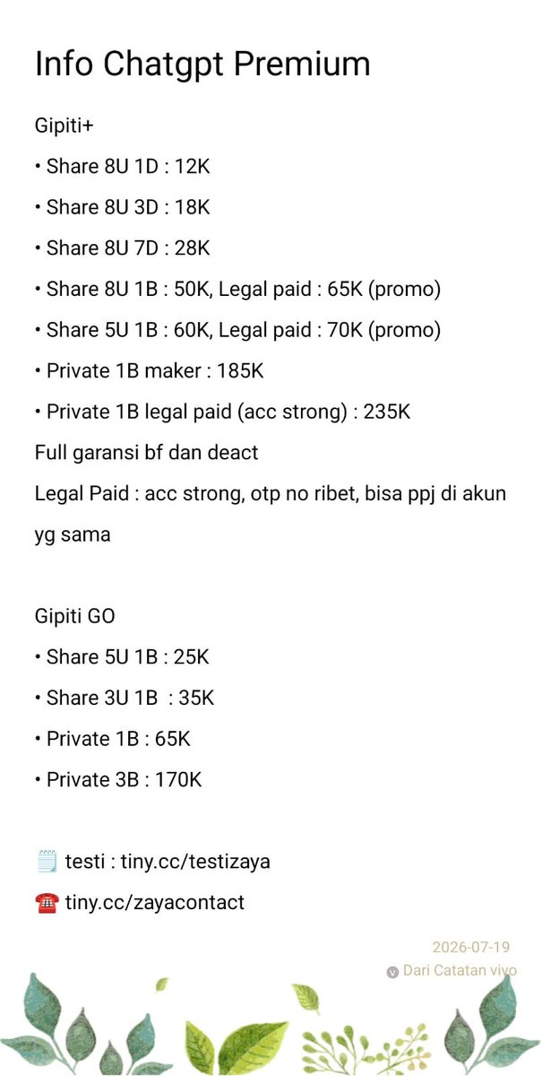 _switinss's tweet photo. @kittepu Ready stok yuk kak
Open mulai harian loh

 legal paid, acc strong bisa perpanjangan di acc yg sama bulan berikutnya

Testi sudah 500+, subs langganan 100+
🗒 testi : https://t.co/hSF8GwwMO6
☎ https://t.co/mTJqOyXFGU https://t.co/SZE6ufGlxa