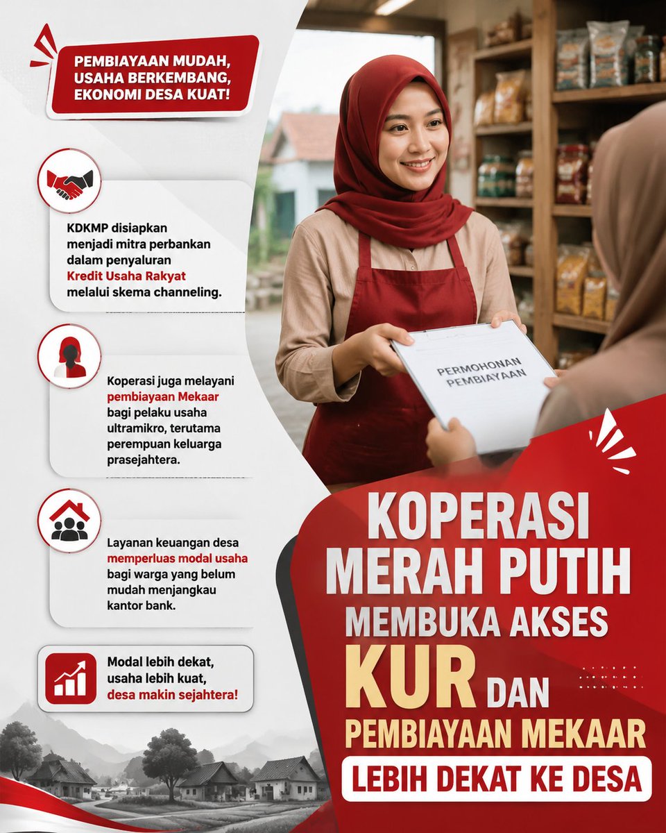 pinklovers30's tweet photo. Solusi nyata buat permodalan desa! Akses pembiayaan kini makin mudah dijangkau pelaku usaha ultra mikro. #JagaIndonesia #PembiayaanMudah #UMKMNaikKelas #DesaSejahtera https://t.co/XMVWgFGAUI