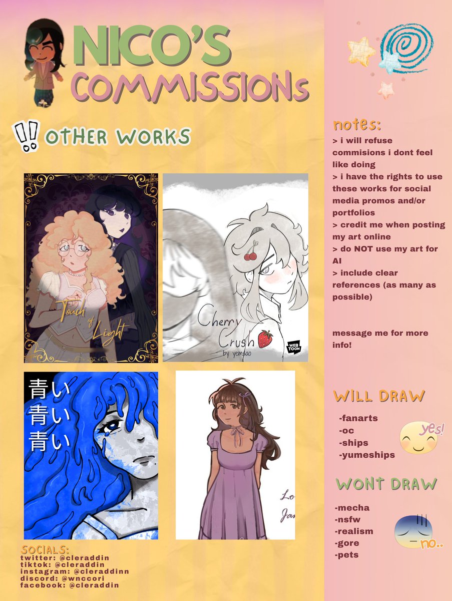 cleraddin's tweet photo. ‼ UPDATED (PHP/USD)
 (0/3) | 3 SLOTS FOR THIS MONTH (JULY)

bust up
flat colors: ₱300 | $5  
rendered: ₱500 | $10

half body
flat colors: ₱500 | $15  
rendered: ₱700 | $20

full body
flat colors: ₱700 | $25  
rendered: ₱900 | $30  

TAT: 2-3 weeks to 1 month
dm to avail https://t.co/sQYNbbezQT