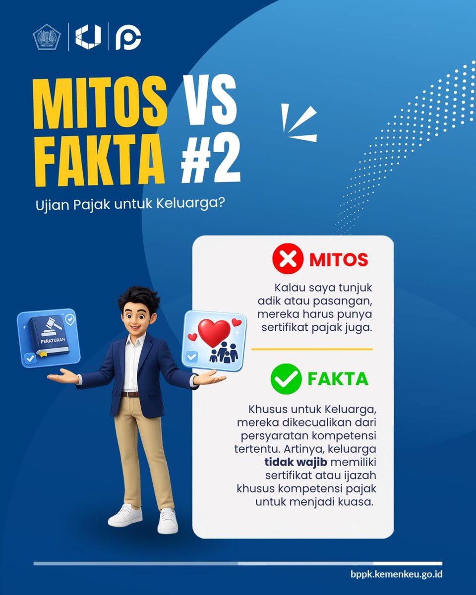 pajakbaa's tweet photo. Kawan Puspa Katanya urusan pajak pake kuasa itu ribet? Eits, jangan gampang termakan hoax Slide utk bongkar faktanya 👉🏻 #PMK44Tahun2026 #EdukasiPajak #BelajarPajak #PusdiklatPajak

source : @pusdiklat.pajak https://t.co/WvwWD6gRlD