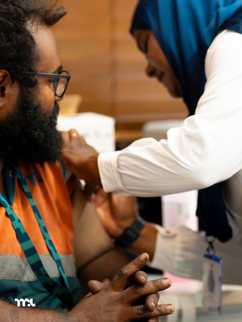 Portmv's tweet photo. As part of the ongoing national measles response efforts, MPL collaborated with the Health Protection Agency (HPA) to conduct a measles vaccination session for our staff, reinforcing our commitment to protecting the health and wellbeing of our workforce.

#MaldivesPortsLimited #MPL #PortMV #MPLHidhumathugaa #MeaslesProtection