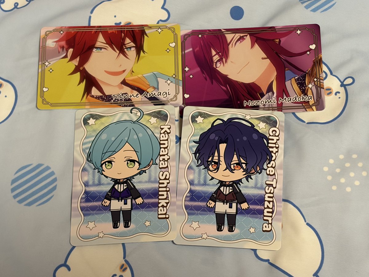 rc0717rc's tweet photo. 【交換】 あんスタ チップス2 vol.4

譲→MV燐音、MV望見、SDチトセ、SD奏汰

求→MV千秋、MV翠、MV維吹、MV紅郎

前vol.3の維吹、紅郎も各1で求めています。翠も1枚希望です。
難しいとは思いますがよろしくお願いいたします。 https://t.co/bL9uPhfuwg