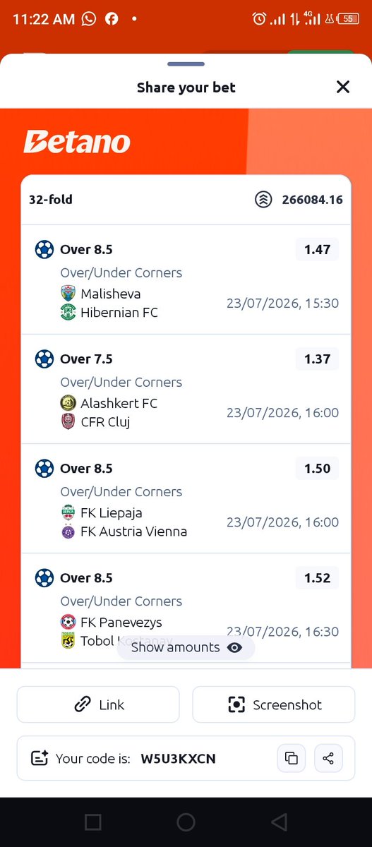Holarhideh1's tweet photo. Conference ⚽ on Betano ✨ 

GG or Over 2.5 👇🏻
P6SXC6XL 👉🏻 697k+ odds
Flex 3
A3CDAEA3 👉🏻 15k+ ✍🏻
5NAGGSKF 👉🏻 240+ ✍🏻

Full Time Corner 👇🏻 
W5U3KXCN 👉🏻 266k+ odds
Flex 3
JUYSQ7X4 👉🏻 8k+ ✍🏻
SAXV7D3N 👉🏻 170+ ✍🏻 https://t.co/xvchiUOfjo