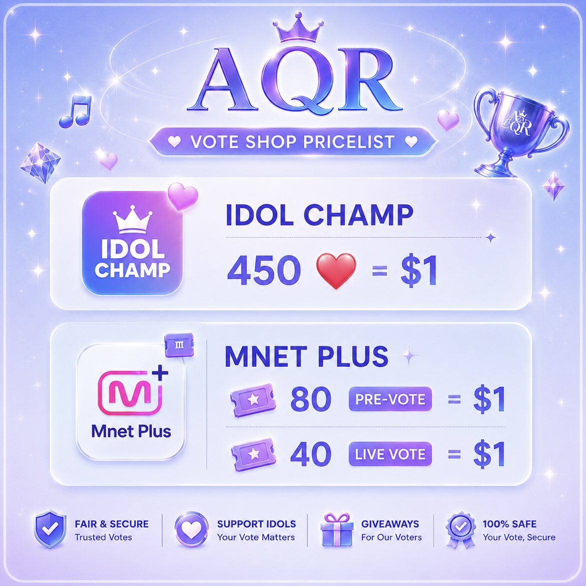 Aqr_VoteShop's tweet photo. 🔥 AVAILABLE IN BULK FOR SALE/PRE-ORDER

❤️ IDOL CHAMP
🎟️ MNET PLUS
                 
MOP: PayPal 💵
📩: DM to inq/buy/reserve

wts wtb lfb lfs sell buy jual beli votes mnet mcd mcountdown prevote livevote kpop
#sell #idolchamp #mnet #aqrvoteshop https://t.co/wHYhhIxFFj