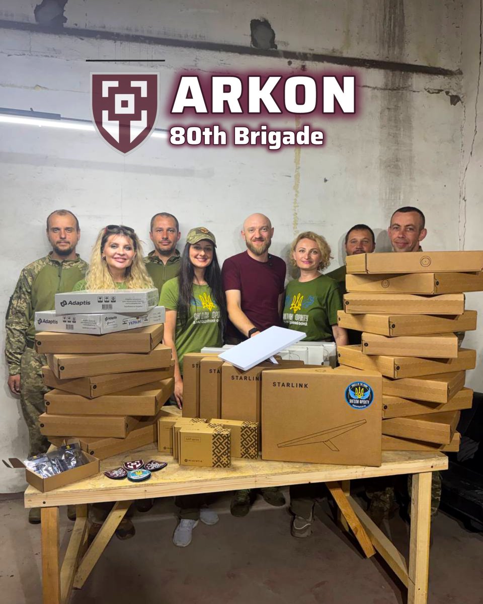 AngelsFrontUA's tweet photo. ✊Working together for Victory🇺🇦.
We delivered 20 Starlink terminals and components for ground robotic systems to the #ARKON unit of the #80th_Brigade.
Thanks to everyone who supported this fundraiser:
✅ €7.576 raised;
✅ 20 Starlink terminals delivered, worth €7.400
✅ additional components for ground robotic systems worth €713 purchased and delivered (thanks to the remaining funds and a targeted €583 donation).
Together we are strong✊.

⚡️ Please support our fundraiser for charging stations:
PPal: angelsoffront@gmail.com
(for a power stations for AFU)
🔗 https://t.co/gdoArCgkYW
🌐 https://t.co/4doHkxNewN