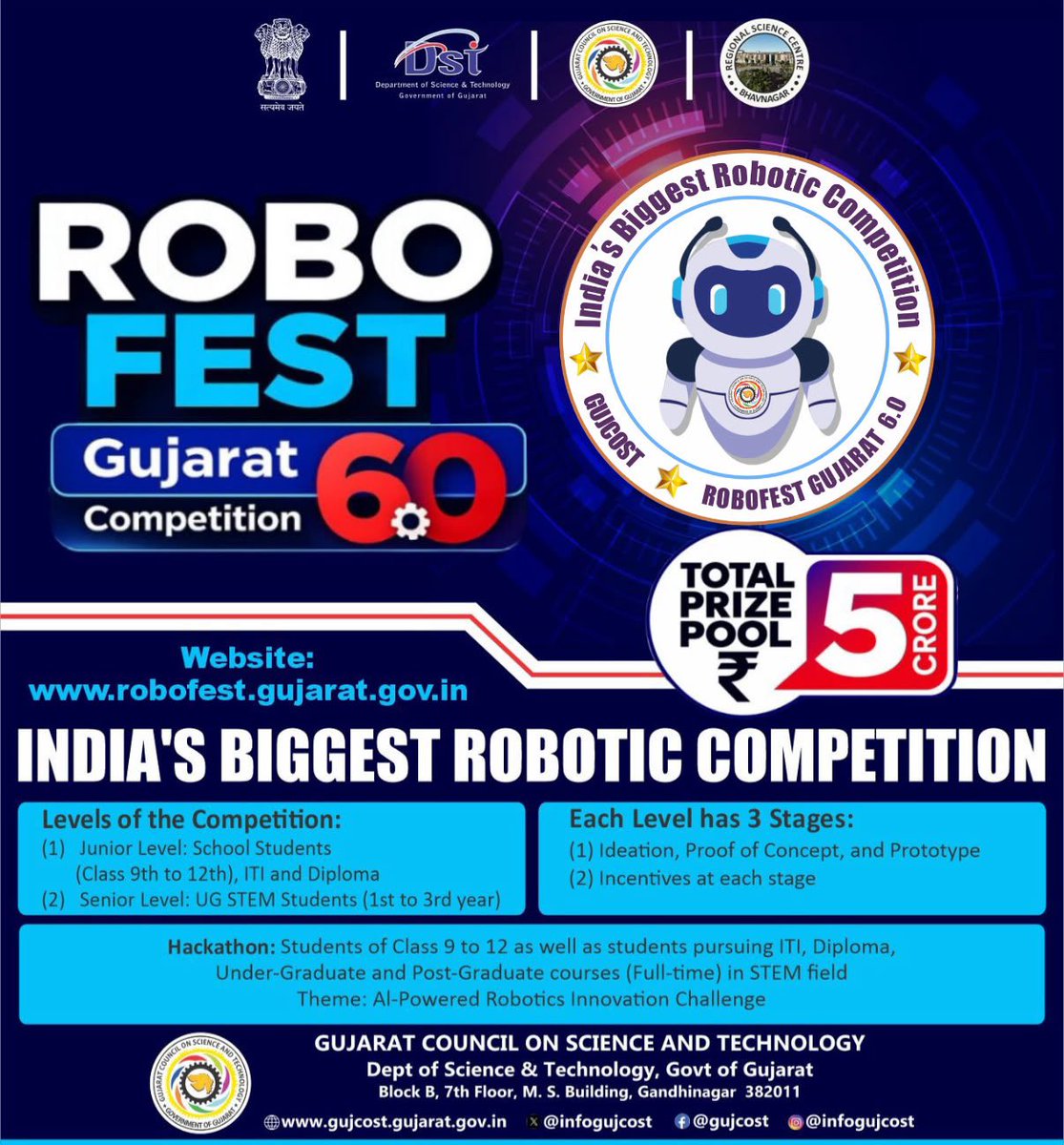 RSCBhavnagar's tweet photo. The excitement for #Robofest6.0 by @InfoGujcost continues!
Today's online orientation, led by @DrPayalPandit1, equipped CSC & RSC teams to guide students towards India's biggest robotics competition.
Excited to inspire young innovators and host the Grand Finale @RSCBhavnagar! https://t.co/i1y17KNIz8