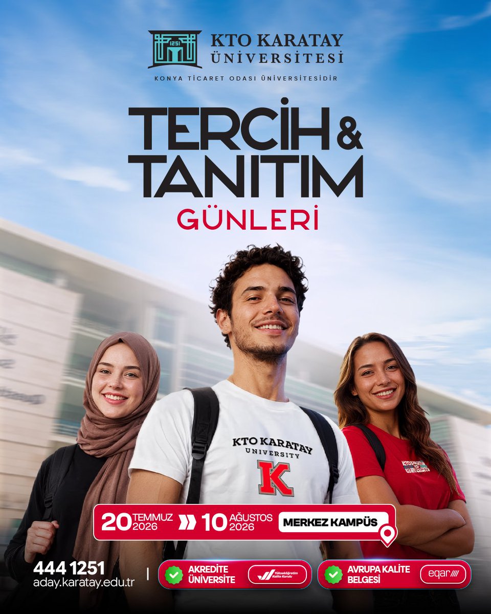 selcukozturk_'s tweet photo. KTO Karatay Üniversitesi Tercih ve Tanıtım Merkezi'nde, gençlerimizin YKS tercih sürecine yönelik danışmanlık hizmeti sunuluyor.

Tüm öğrencilerimizi ve ailelerini, 10 Ağustos'a kadar devam edecek Tercih ve Tanıtım Günlerimize davet ediyorum.

@ktokaratay https://t.co/HX9TXfDa7y
