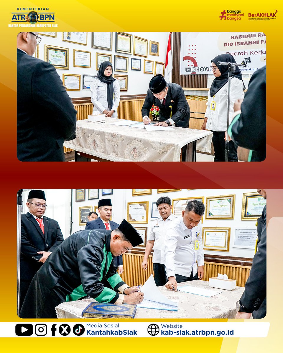 cutiestar45's tweet photo. Kakantah Kabupaten Siak memimpin secara langsung Upacara Pelantikan dan Pengambilan Sumpah Jabatan bagi 2 orang Pejabat Pembuat Akta Tanah (PPAT) Kabupaten Siak yang dilaksanakan di Aula Kantor Pertanahan Kabupaten Siak, Selengkapnya di : https://t.co/6FTYQj22DE https://t.co/zt3JOcfheD