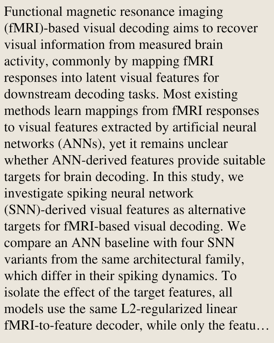 TAL's tweet photo. Spiking Neural Networks for fMRI-Based Visual Semantic Decoding

Jiahong Zhang, Jinning Zhao, Sijun Shen, Siyuan Xu, Bo Xu, Guoqi Li
https://t.co/LmkQXoxk1q [𝚌𝚜.𝙽𝙴] https://t.co/5B9BoWv1Ou