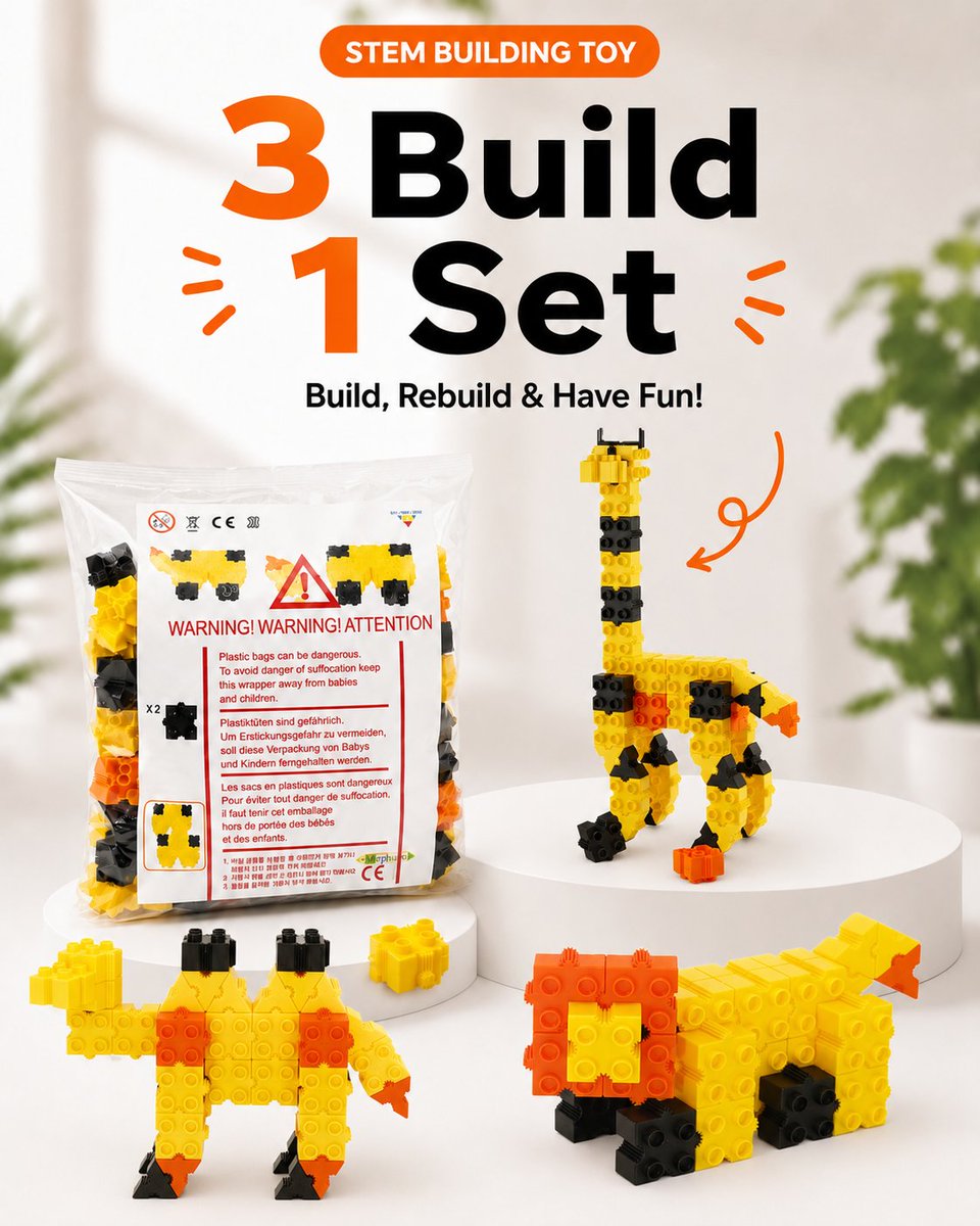 morphun_global's tweet photo. 3 Animals • 1 Set • Endless Fun.

Build, rebuild, and create again with one STEM building set.

Ages 3+
Screen-Free Play
Creative Learning