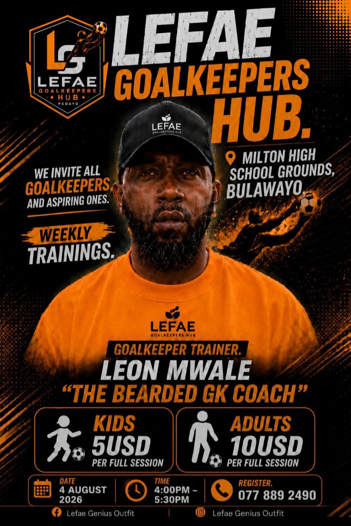 Lefae7's tweet photo. Hello Bulawayo. Good news to the goalkeepers world . Grassroots. The Beard gk Coach will be opposite a Goalkeeper Hub on the 4th of August. Regeneration has started register your kids . 077 889 2490 Coach Leon . https://t.co/T2QXuEXb9B