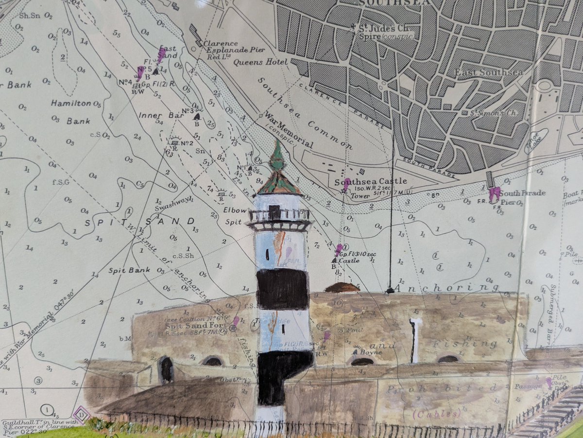 fionaduncan31's tweet photo. Southsea Lighthouse near #Portsmouth is built into the ramparts of Southsea #Castle
Painted here on an original vintage #NauticalChart
#NauticalChartArtwork #VintageMaps #EarlyBiz #ArtForSale
https://t.co/C6IziEmxvf https://t.co/uACkwYBTlz