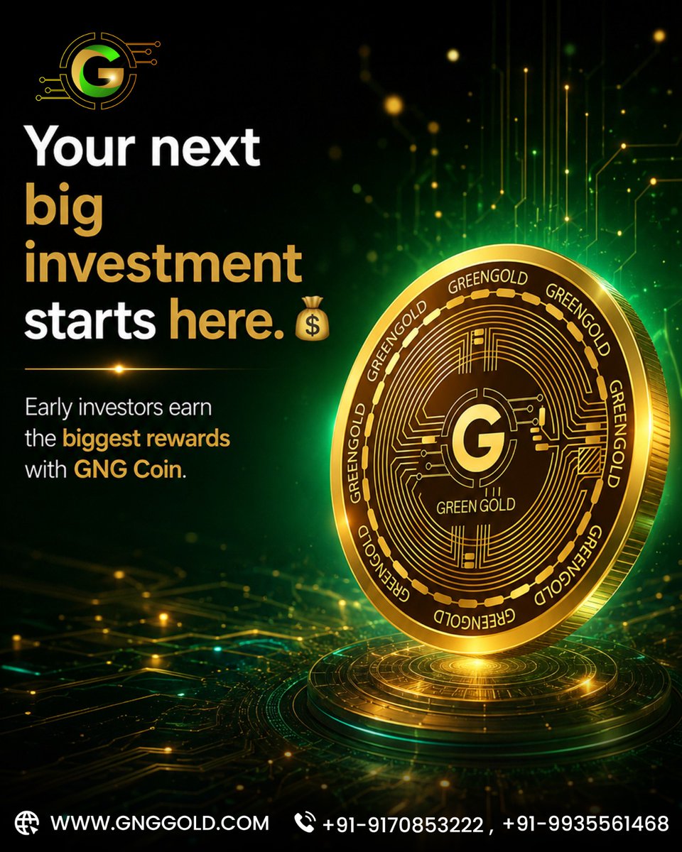 Greengold2023's tweet photo. The best time to start building your future is today. 🌟
.
#GreenGold #GNG #GNGCoin #Blockchain #DigitalAssets #CryptoCommunity #Web3 #DeFi 
.
Disclaimer: Nothing on this page is financial advice, please do your own research! https://t.co/vLQsUAHceE
