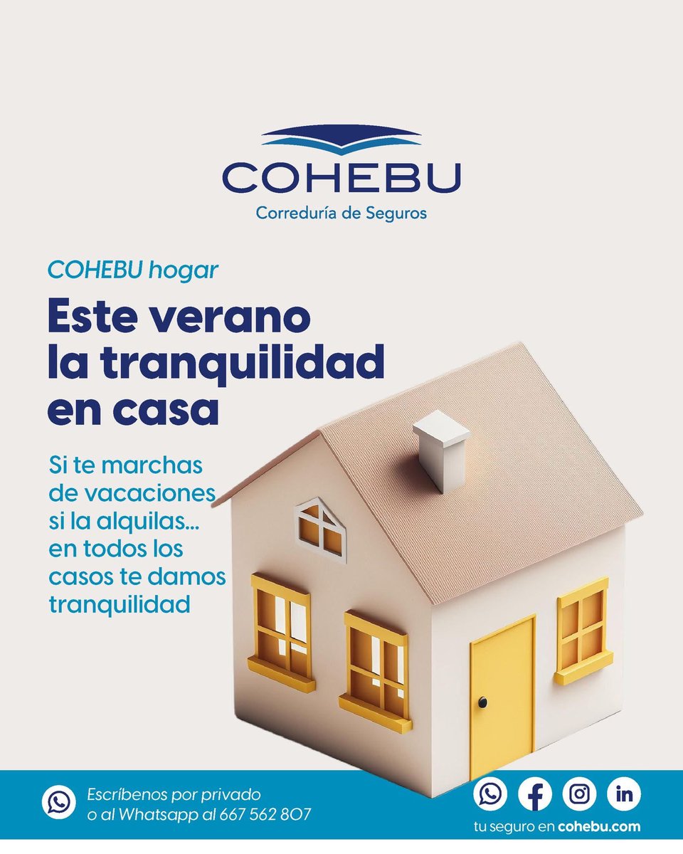 COHEBUSeguros's tweet photo. Tu casa asegurada. Tu vida tranquila ante contratiempos.

Te asesoramos en todas tus necesidades.

💻👉 https://t.co/iw4glkM9o9

#CohebuSeguros @SoydeCohebu #cohebu.com #Vacaciones #Hogar #Seguridad #Tranquilidad https://t.co/lbr1Wve8Wb