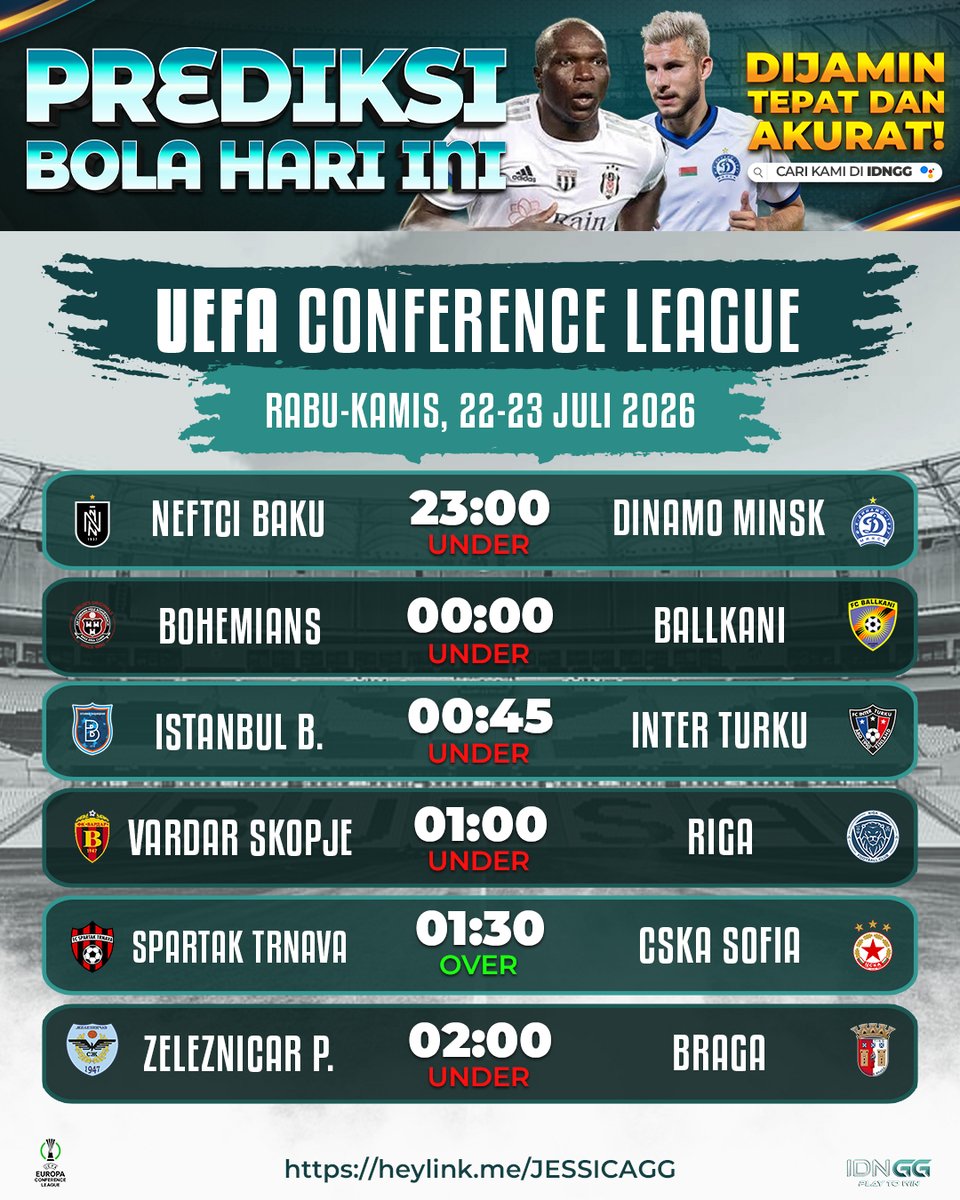 idnggplay's tweet photo. JADWAL BOLA HARI INI

- UEFA CHAMPIONS LEAGUE
- UEFA CONFERENCE LEAGUE

#IDNGG https://t.co/TtnajUfaMH