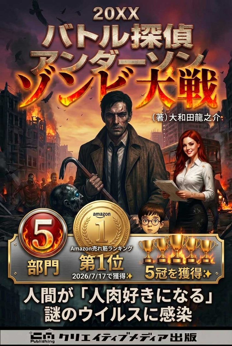 creatorsworld's tweet photo. 【韓国・明洞（ミョンドン）からお届けします！】✨｜【祝】5部門・第1位！Amazon売れ筋ランキング『ゾンビ大戦』バトル探偵アンダーソン（著）大和田龍之介「出版ブランディング思考」松田提樹 おめでとう！https://t.co/kTDd7f9gkg 
#怪談朗読 #クリエイティブメディア出版 #出版ブランディング思考 https://t.co/GevTmAaLLj