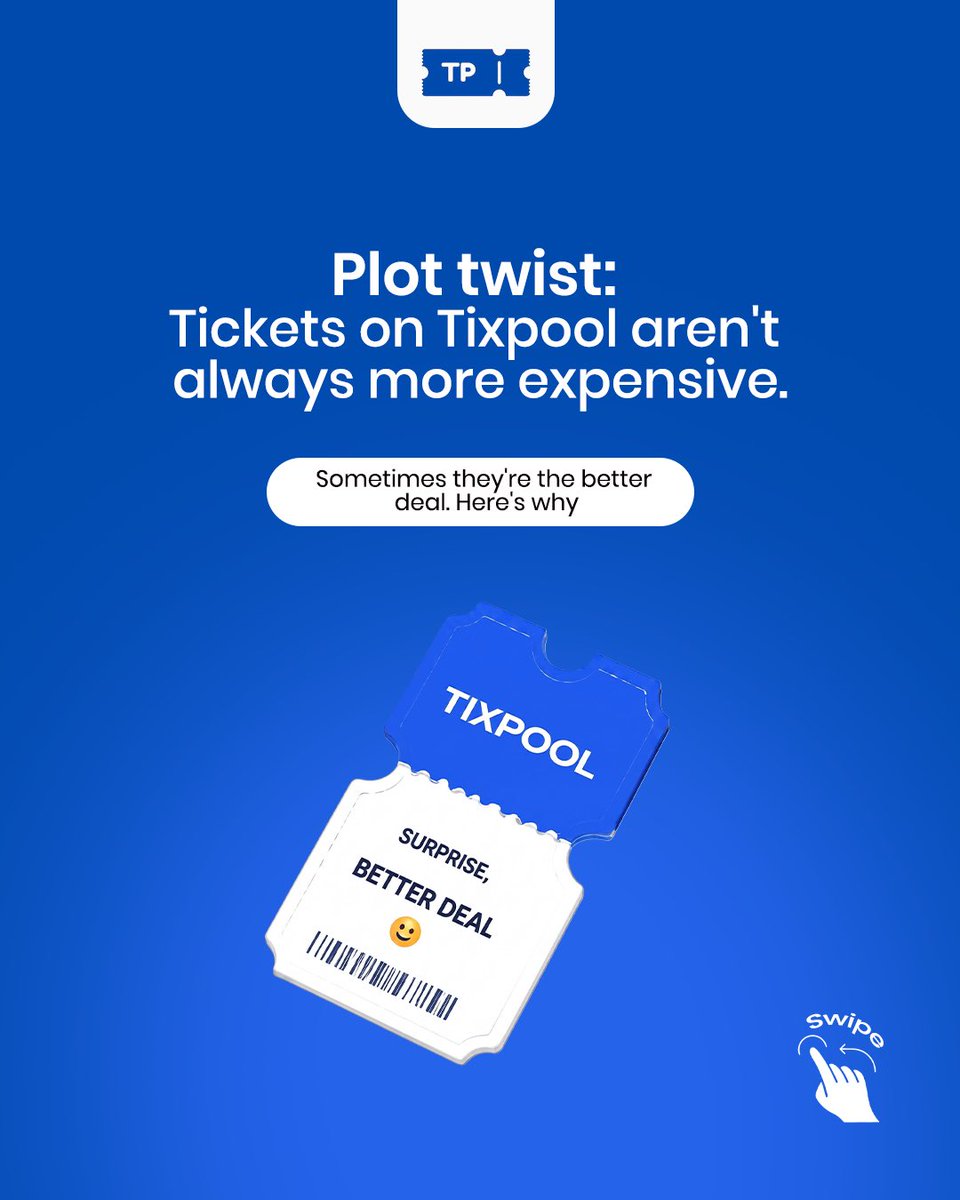 Tixpool's tweet photo. Resale doesn’t automatically mean overpriced. 

Some of the best deals on Tixpool come from people who just need their ticket gone, not people trying to profit. 

Click the link in our bio to browse and see for yourself.

#tixpool #reselltickets #buytickets https://t.co/thQZm3E3Du