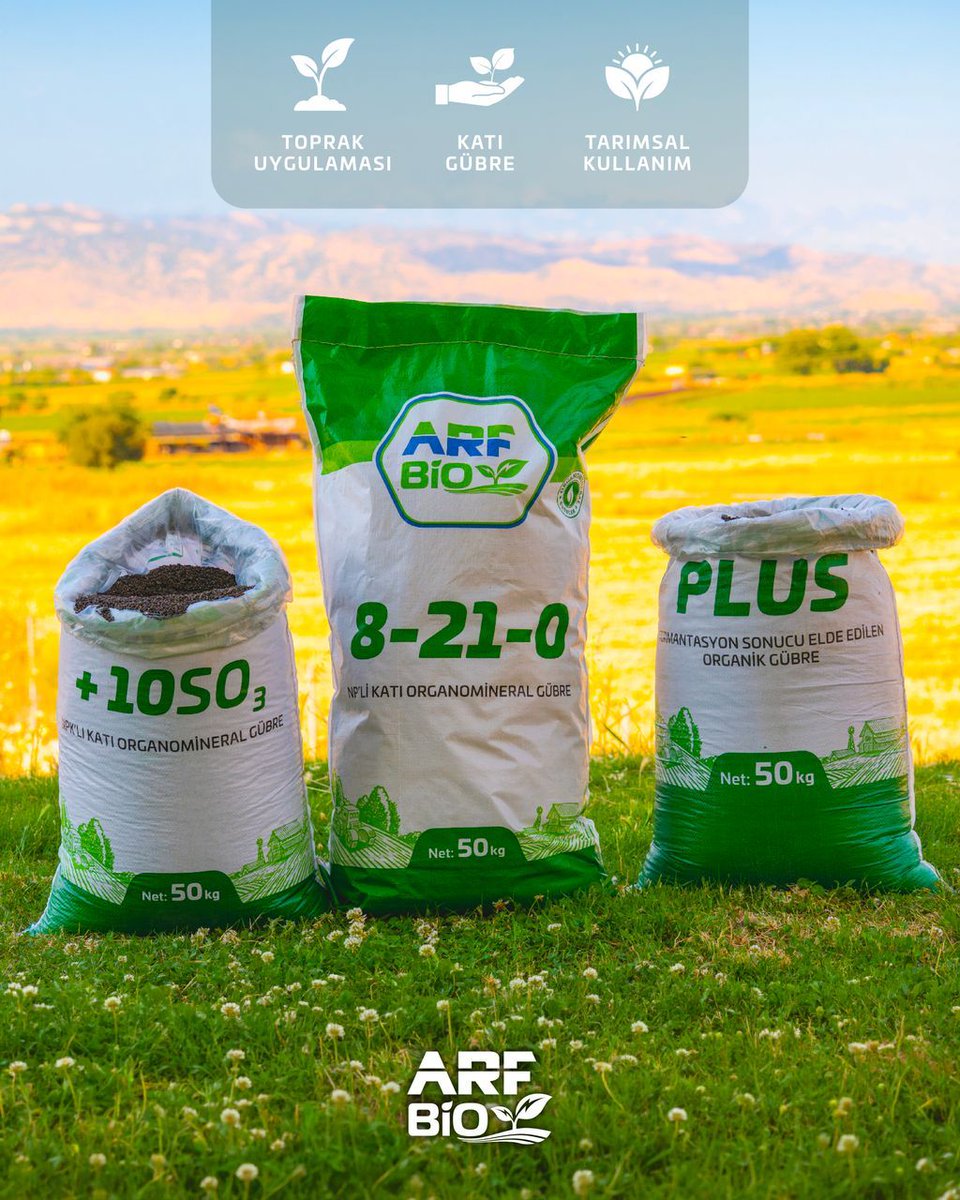 arf_bio's tweet photo. 🌱 Doğru gübre, verimli üretimin temelidir.

ARF Bio 11-11-11+10 SO₃, 8-21-0 ve ARF Bio Plus ile toprağınızın ihtiyacına uygun beslemeyi seçin. Güçlü kökler, sağlıklı gelişim ve yüksek verim için ARF Bio her zaman yanınızda.

#ARFBIO #Tarım #OrganomineralGübre https://t.co/WKyBHQxeuv