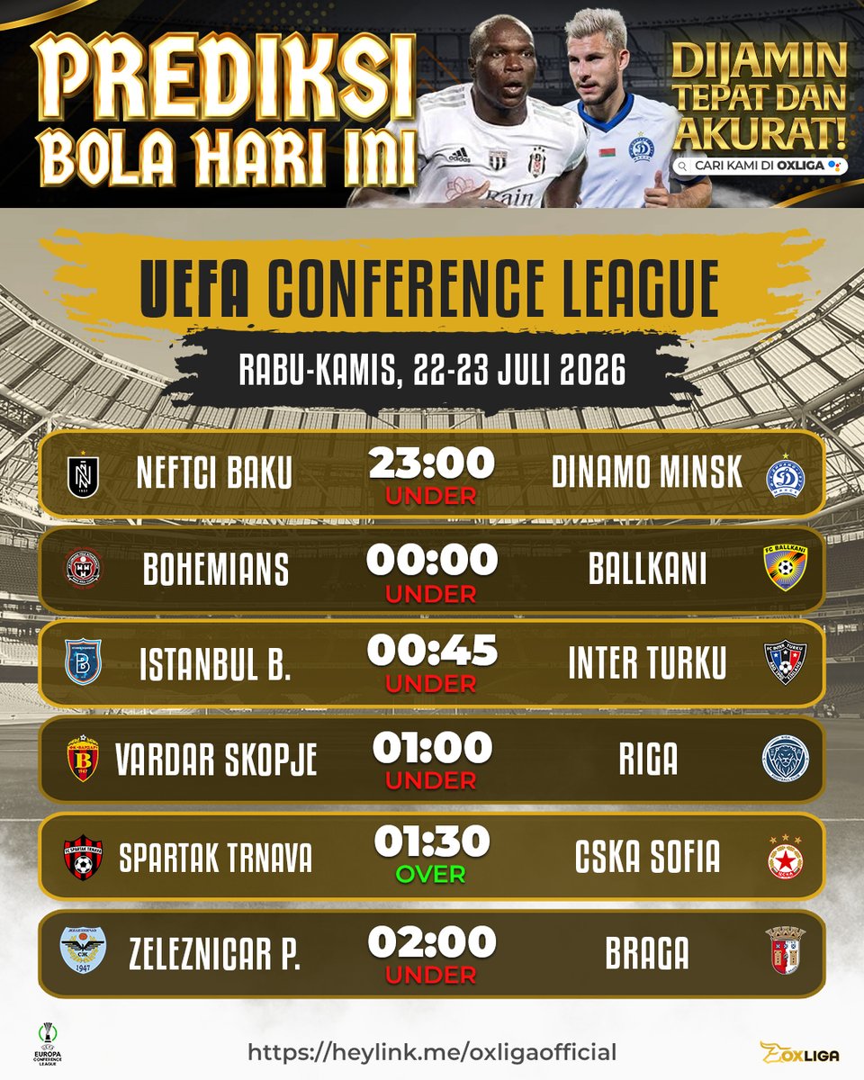OxLiga's tweet photo. JADWAL BOLA HARI INI

- UEFA CHAMPIONS LEAGUE
- UEFA CONFERENCE LEAGUE

#oxliga https://t.co/u5sHlL2AYH