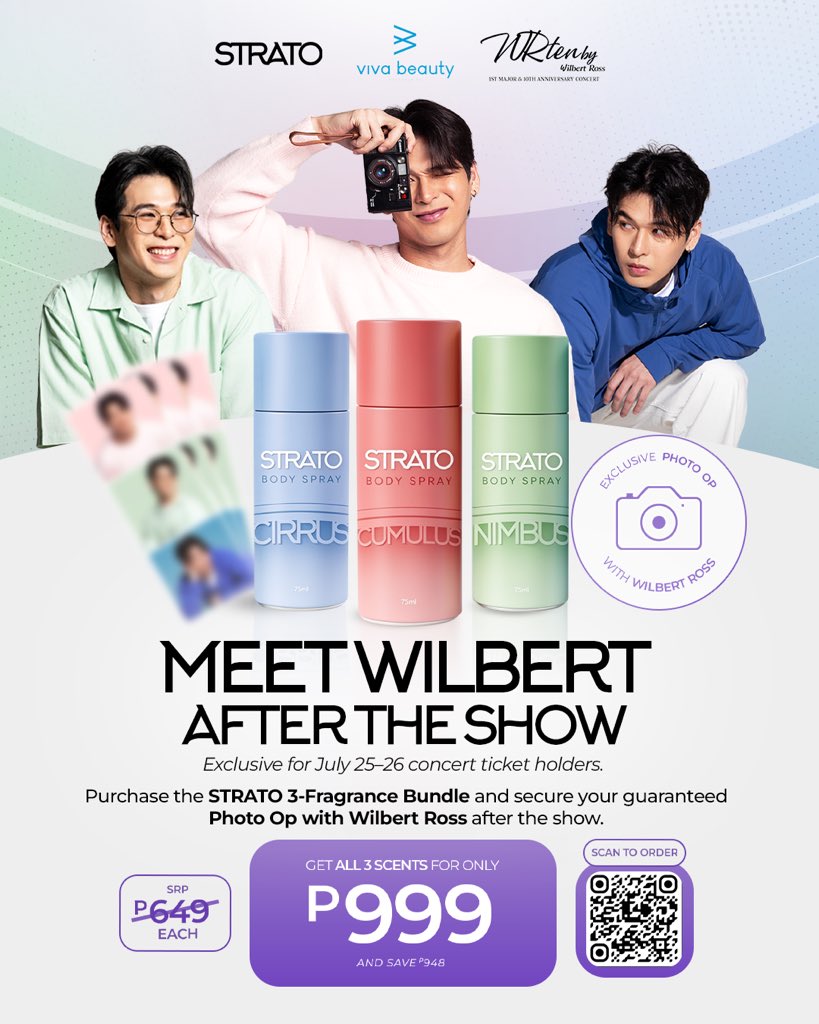 itswilbertross's tweet photo. Excited na ba kayo?! Konting tulog na lang at magkikita-kita na tayo sa New Frontier Theater! 🎤✨

Kung Day 1 o Day 2 attendee ka, purchase the STRATO 3-Fragrance Bundle at makaka-avail ka ng exclusive group photo op with me! 📸

Fill out this form to secure your slot:
DAY 1: https://t.co/LB1k50O5q4
DAY 2: https://t.co/wdbvaxni6G

TAKE NOTE: LIMITED SLOTS AND STOCKS ONLY. Get yours now! 💙🩷💚
#STRATO #WilbertRoss #WRtenByWilbertRoss