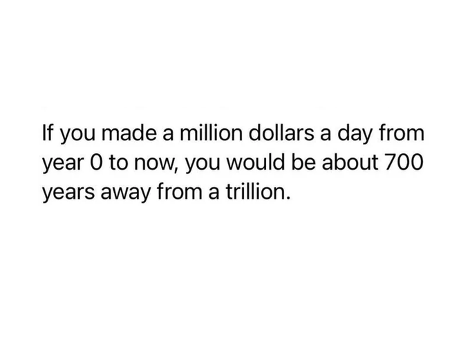 Rainmaker1973's tweet photo. How much a trillion really is. https://t.co/xRyuK4ZK1p
