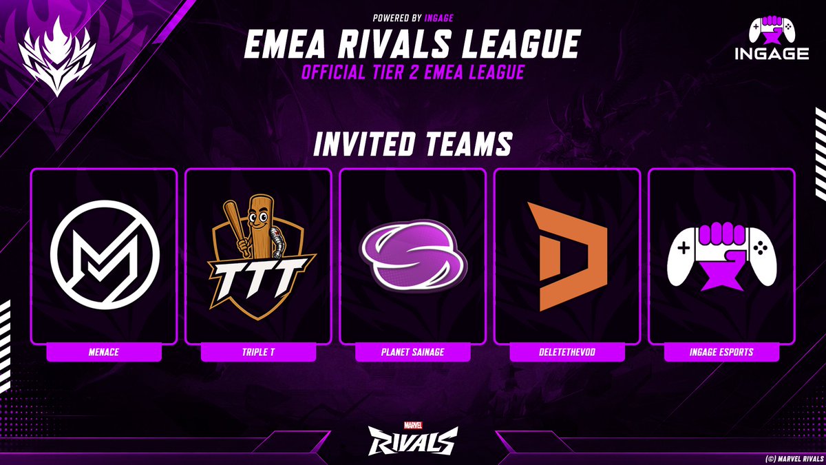 INGAGEGG's tweet photo. 🚨We present you the invited teams for EMEA RIVALS LEAGUE📷 See comments for FULL league line up &amp; post your support for the teams. 

The plan wasn't to invite ourselves 🤣 for more info read the link below. ⤵️

#MarvelRivals #INGAGE https://t.co/Jf6DO65qJu