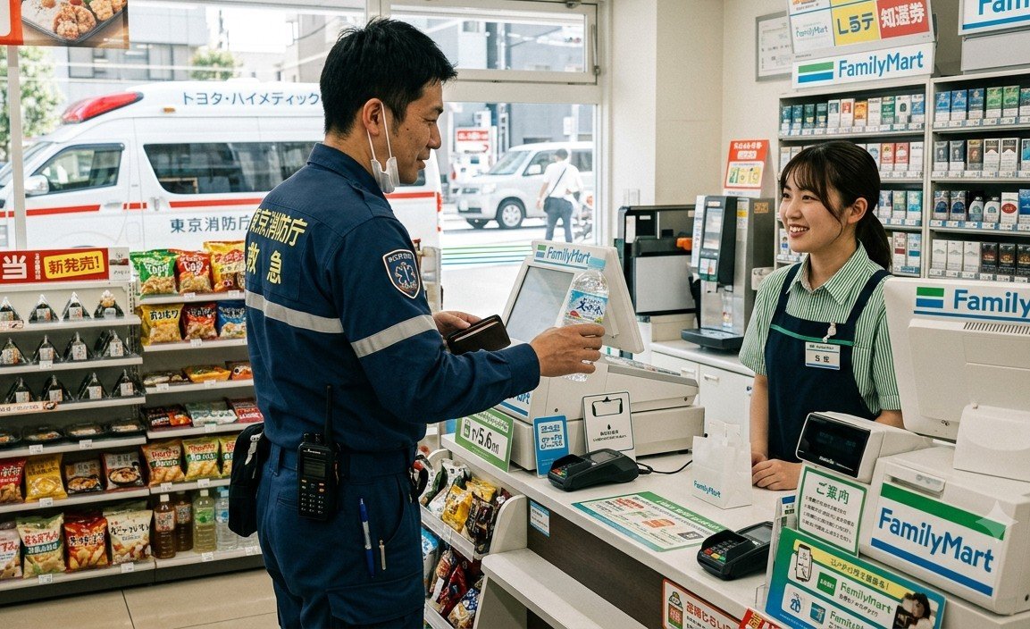 pirooooon3's tweet photo. 救急隊員がコンビニで飲み物を買うのはダメなのですか？
①良い
②ダメ
③その他

いちいち通報する人がいるそうですね
世知辛い日本になりました https://t.co/KbAFRWI8LB