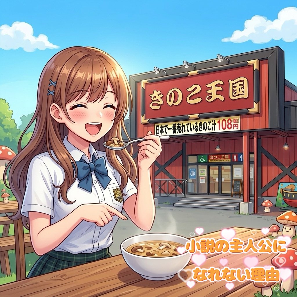 Butokumaru_naro's tweet photo. 仁木町の「きのこ王国」に来たよー！

名物の名物きのこ汁をいただいたんだけど、お出汁が効いていて身体の芯から温まるの！

新鮮なきのこもたっぷり入っていて、おかわりしたくなっちゃった！

みんなも食べに行ってみてね！

#小説家になろう #北海道 #AIイラスト #仁木町
https://t.co/z54tvK7e7T https://t.co/K09YoYg8FL