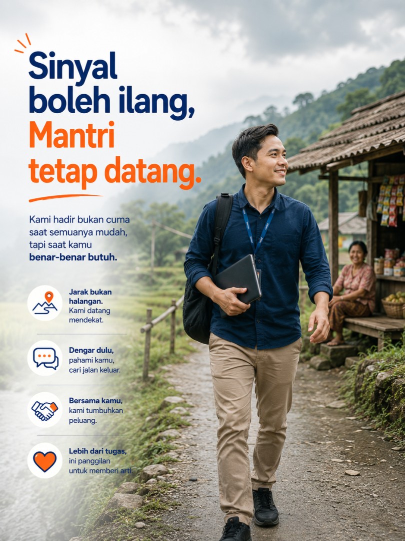 Harvardoi's tweet photo. Sinyal mungkin terputus, tetapi Mantri selalu siap membantu. Kami hadir tidak hanya di saat nyaman, tetapi juga saat kamu butuh bantuan. Jarak bukan halangan. Kami dekat, mendengar, dan mencari solusi bersama untuk menciptakan
#MantriBRI
#SatuBankUntukSemua
#PemberdayaanUMKM https://t.co/fphOhPhIoD