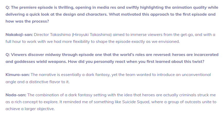 sarca_sc's tweet photo. This site is basically just scraping other interviews and either pasting them word-for-word or running it through an AI to reword things. Compare "Thecuy's" Sentenced to be a Hero interview (published July 20) with AnimeCorner's (published July 19)

Shameless slop https://t.co/fls4xmH3AQ