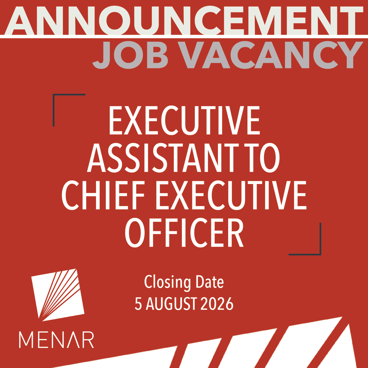 menarsocial's tweet photo. Job Vacancy Announcement: Menar has an opening for an Executive Assistant.
To find the full job specs and how to apply: https://t.co/xAbXJ7yqrx
Application closing date: 05 August 2026
#Menar https://t.co/bwY3ZdnO22