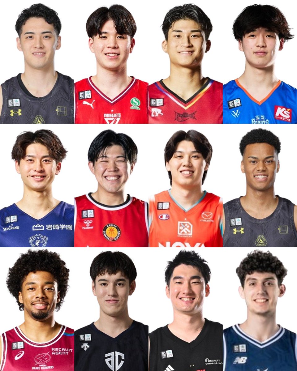 B_LEAGUE's tweet photo. 🇯🇵#AkatsukiJapan 男子日本代表🇯🇵
「第45回ウィリアム・ジョーンズカップ」に向けての直前合宿に、B.LEAGUEから12名の選手が招集されました🔥

【合宿招集メンバー】
中村 拓人（PG｜184cm｜群馬）
瀬川 琉久（PG｜185cm｜千葉J）
湧川 颯斗（PG｜197cm｜三遠）
テーブス 流河（PG｜184cm｜ファーマン大学）※大会のみ参加
赤間 賢人（SG｜189cm｜茨城）
新井 楽人（SG｜190cm｜横浜BC）
小澤 飛悠（SG｜190cm｜名古屋D）
三谷 桂司朗（SG｜191cm｜広島）
武藤 俊太朗（SG｜190cm｜明治大学）
松本 秦（SG｜191cm｜早稲田大学）
淺野 ケニー（SF｜197cm｜群馬）
広瀬 洸生（SF｜190cm｜青山学院大学）
伊久江 ロイ英輝（SF・PF｜201cm｜川崎）
渡邉 伶音（PF｜206cm｜A千葉）
平岩 玄（PF｜200cm｜A東京）
田中 流嘉州（PF｜194cm｜長崎）
境 アリーム（C｜199cm｜白鷗大学）
近 怜大成（C｜200cm｜大東文化大学）

※画像は2025-26シーズン、所属は2026-27シーズン
#Bリーグ