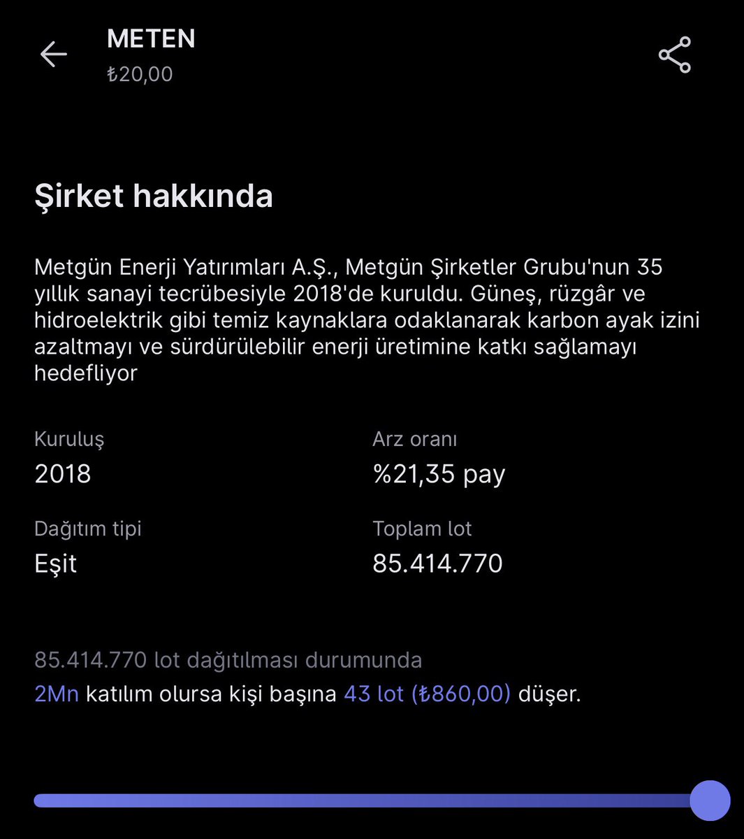 PolatDoruk2112's tweet photo. 👉 Halka Arzlara Katılacak Mısınız?

#meten
#albtn
#karcl
#masfn

Ben bu dört şirketin hepsinin  halka arzına Midas üzerinden katılım yapmayı planlıyorum. 

Bugün #METEN için son talep toplama günü. Diğerlerinin ise ya devam ediyor ya da yeni başladı. Hepsine birden katılmak isterseniz, bugün en ideal gün.

Sizce en başarılı hangisi olur? Yorumlarda buluşalım. 🙂

* Yorumlara görsel şeklinde dört şirketin bilgilendirmelerini ve en yüksek katılım durumunda ne kadar lotu ne kadar fiyata alabileceğimizin bilgisini bırakıyorum.

Kaynak: Midas

Uygumala gözüktüğü için #işbirliği