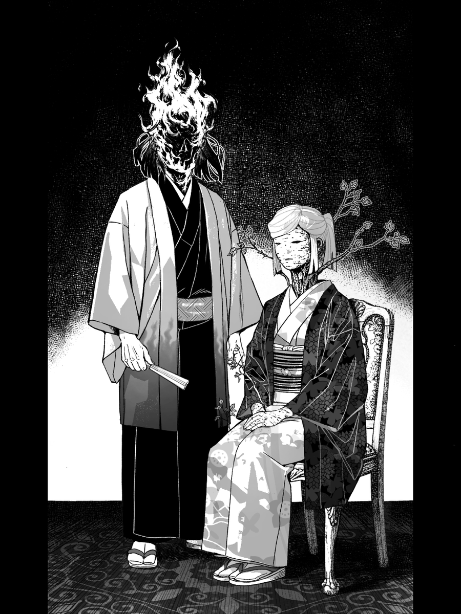 yama_ga_kuru's tweet photo. 練習　【産屋敷夫妻】修羅と白樺の肖像 https://t.co/c2630owROV