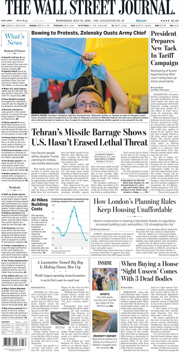 WSJ's tweet photo. Here is an early look at the front page of today's Wall Street Journal https://t.co/AU0PdVWi2s https://t.co/mG2hEfDudN