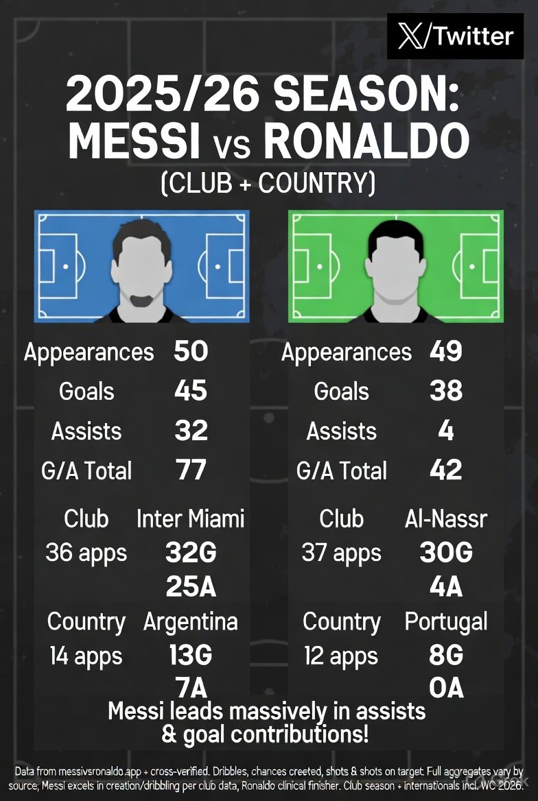Mr_wiseguy_'s tweet photo. 🚨🚨🚨 NEW: FOOTBALL ANALYSTS HAVE SAID THAT IT IS UNFAIR TO COMPARE RONALDO TO MESSI. 

MESSI IS WAY AHEAD GIVING SOME METRICS BUT RONALDO IS A GREAT PLAYER TOO. 

THEY'RE NOT ON SAME LEVEL https://t.co/OgSMBknPxL