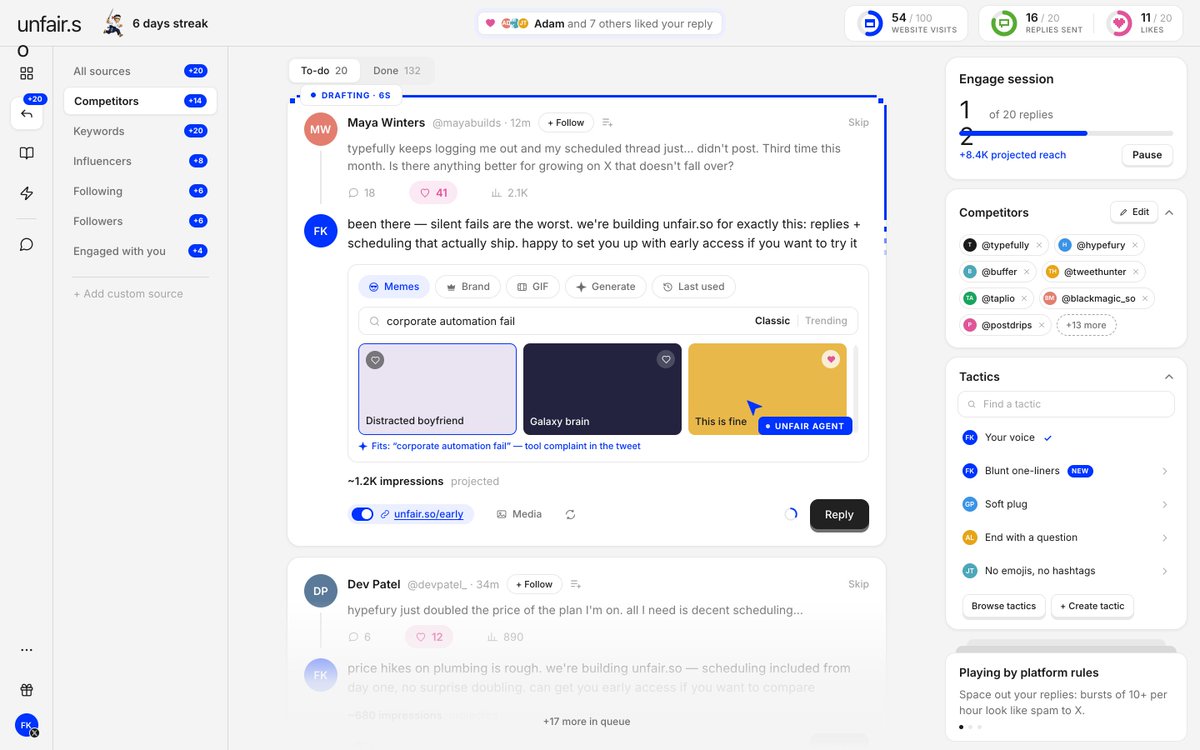 unfairintern's tweet photo. also direct DM often makes a huge difference in conversion 

btw, we’re launching a product in a couple of days that helps bring users to your product from X

i’d love to have you on our early access, we’re cooking creative replies, a custom feed, custom sources, and lot more - https://t.co/rTjCZCRiLW