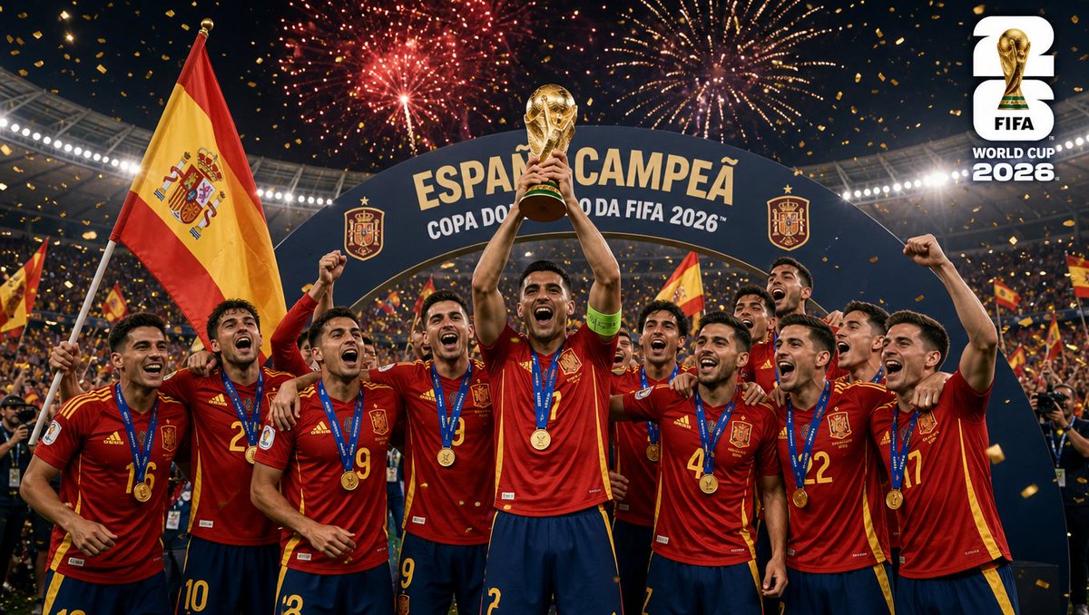 EspadaHolistica's tweet photo. A Espanha conquistou seu segundo título mundial ao vencer a Argentina por 1 a 0 na final da Copa do Mundo de 2026. 

https://t.co/XGIElCQkjp

Neste conteúdo, entenda os fatores táticos e individuais que levaram La Roja ao topo do futebol mundial.

#Espanha #CopaDoMundo2026 #Rodri https://t.co/XDtVGz6lbr