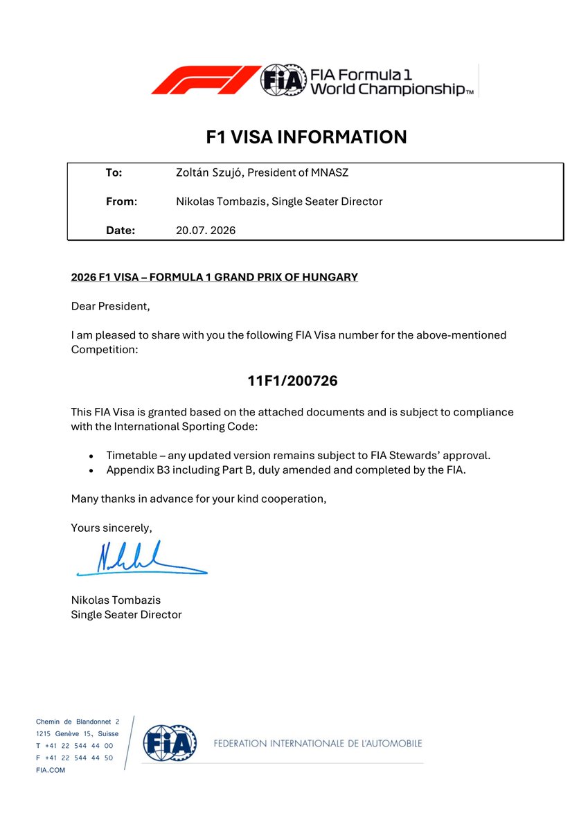 Fiaページ New document: Doc 1 - Competition Visa Published on 22.07.26 11:46