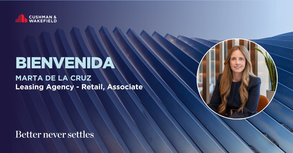 CushWakeSPAIN's tweet photo. Marta de la Cruz se incorpora a nuestro equipo de Retail en Madrid como Associate. Su experiencia en Leasing Retail y en el asesoramiento a propietarios, inversores y operadores contribuirá a impulsar nuestro negocio High Street en España.

@BrainsreNews 🔗https://t.co/OuNmONMbiK https://t.co/SGiolPxLCx