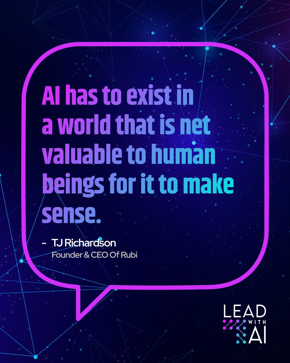 LeadWithAi's tweet photo. AI only matters if it creates value for people. 👀 On Lead with AI, Dr. Tamara Nall speaks with TJ Richardson, Founder & CEO of Rubi 🧠 The future belongs to AI that solves real problems, not just impressive ones.#LeadWithAI #Rubi #AI #HumanCenteredAI #Innovation https://t.co/xEBbk3lcMI