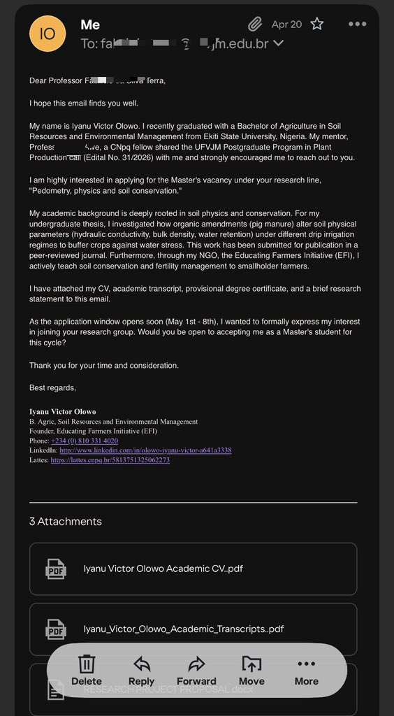IyanuOlowoV's tweet photo. Applying through public scholarship calls isn't the only way to fund a Master's or PhD in Brazil.

Directly contacting professors whose research aligns with yours is a proven strategy to secure supervision and funding.

Here is how to do it right 👇 https://t.co/IUgUNB8O4I