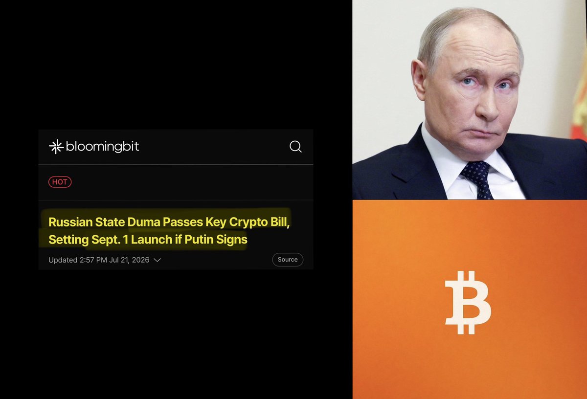 RehmanVerse's tweet photo. 🚨 THIS IS MASSIVE FOR CRYPTO: Russia has approved a bill allowing crypto for cross-border trade. If President Putin signs it, the law will take effect on September 1.
Another major step toward real-world crypto adoption. 🌍🚀
#breakingn #RONALDO #market https://t.co/3DS5y6lVwt