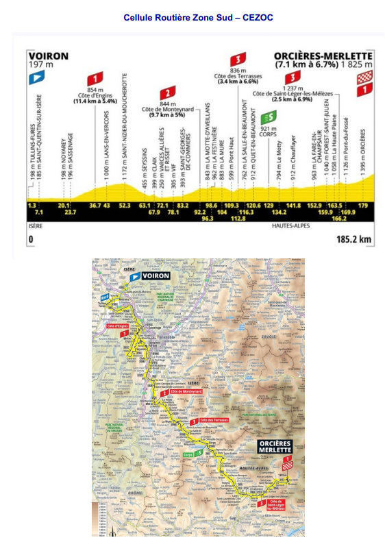 cezocsud's tweet photo. Communiqué CRZ Sud - Étape 18 du mardi 14 juillet 2026 du TDF 2026 - Voiron (38) - Orcières-Merlette (05). https://t.co/N3Tr2tmTTY