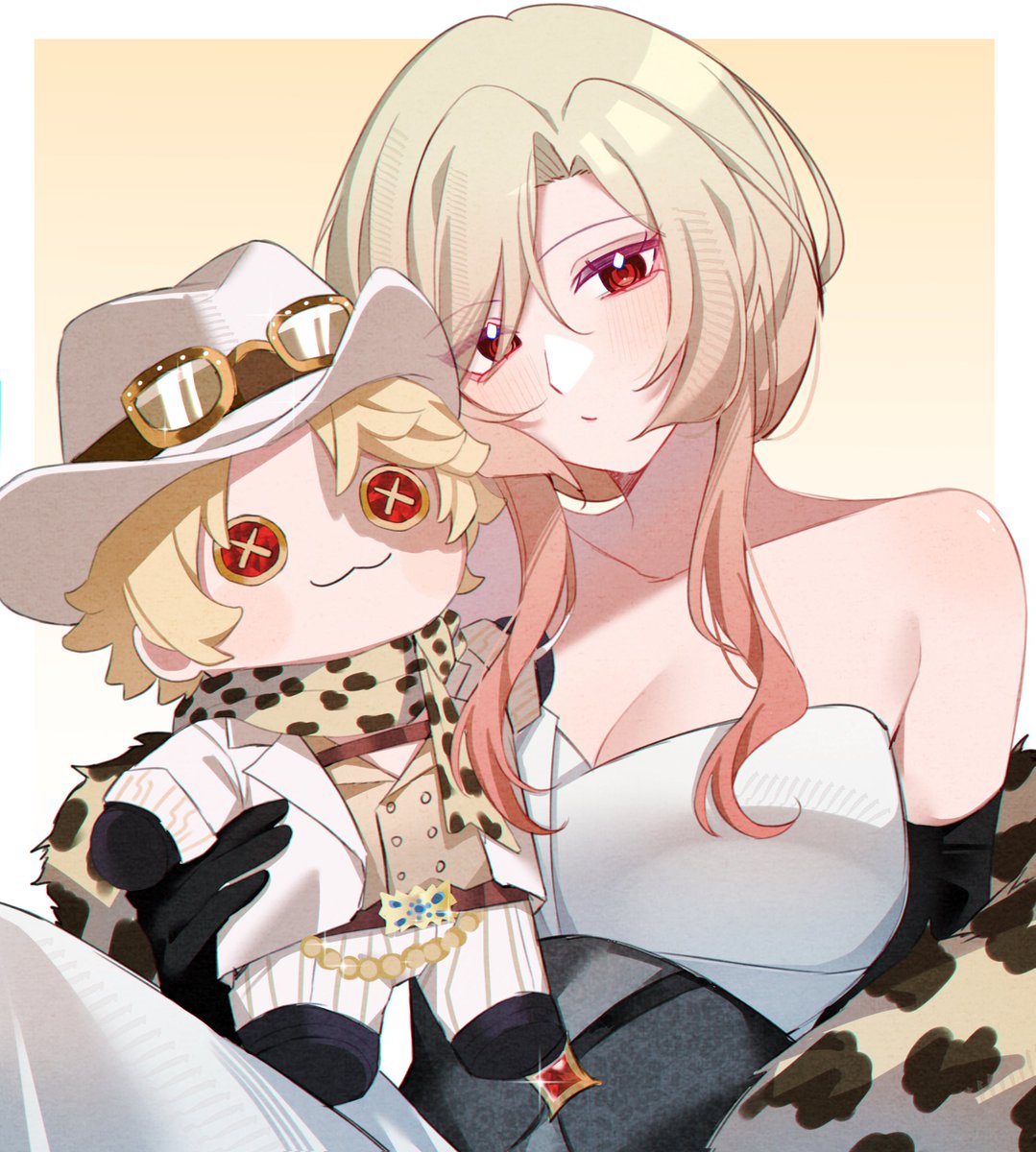 hisuiiran's tweet photo. 07／22 [ 🪷 Birthday Post  ]

" A little bit more to the right like this..? "

A first glimpse of the artist matching her fiancée's newest appearance 💛

art by @.Runarize_ https://t.co/xVYzpGeR0b